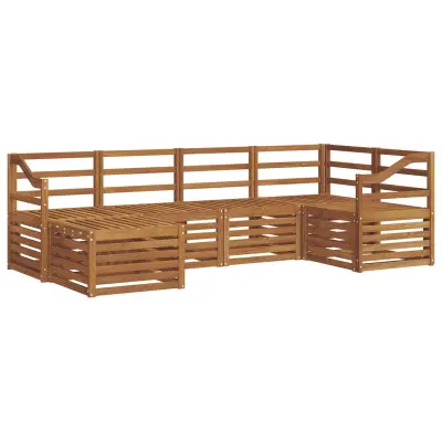 vidaXL Kotna sedežna garnitura 6 pcs Naravna