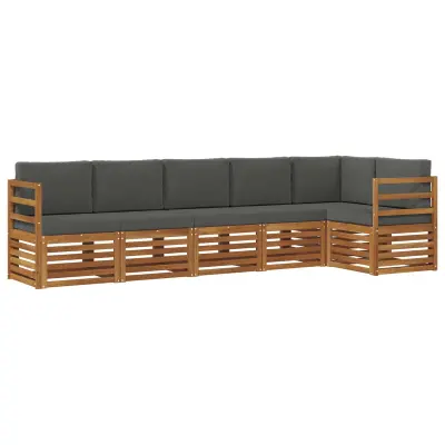 vidaXL Kotna sedežna garnitura z blazino 6 pcs Naravna in antracitna