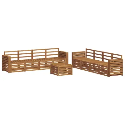 vidaXL Sedežne garniture 9 pcs Naravna Masiven les akacije