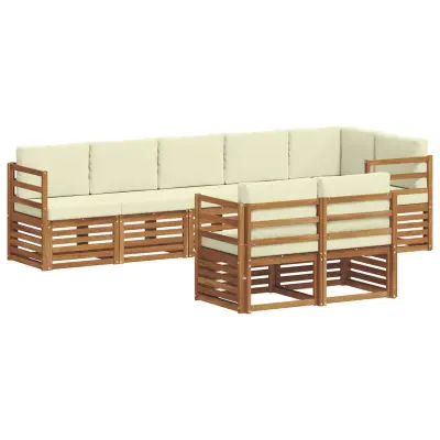 vidaXL Sedežne garniture 8 pcs Naravna in smetana Masiven les akacije