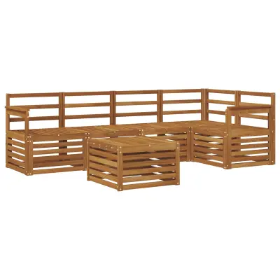 vidaXL Kotna sedežna garnitura 6 pcs Naravna Masiven les akacije