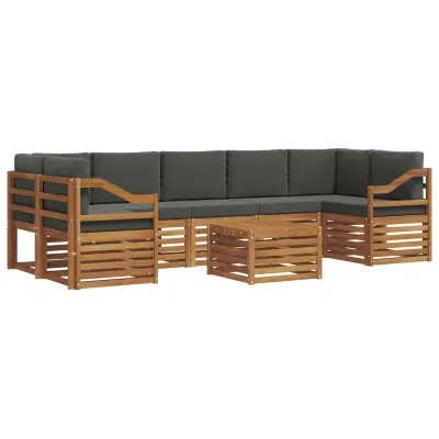 vidaXL Zunanja garnitura za sedenje 8 pcs Naravna in antracitna