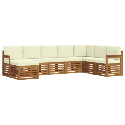 vidaXL Zunanja garnitura za sedenje z blazino 8 pcs Naravna in smetana