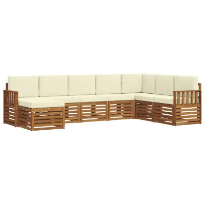 vidaXL Zunanja garnitura za sedenje z blazino 8 pcs Naravna in smetana