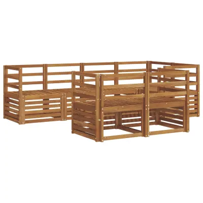 vidaXL Kotna sedežna garnitura 7 pcs Naravna