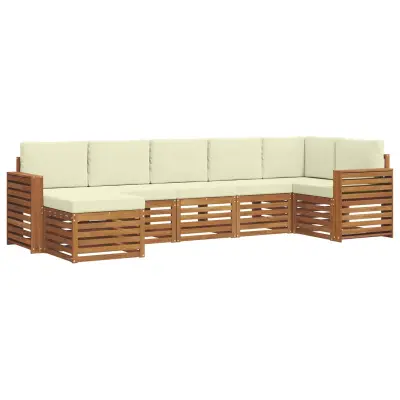 vidaXL Kotna sedežna garnitura z blazino 7 pcs Naravna in smetana