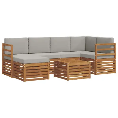 vidaXL Kotna sedežna garnitura z blazino 7 pcs Naravna in svetlo siva
