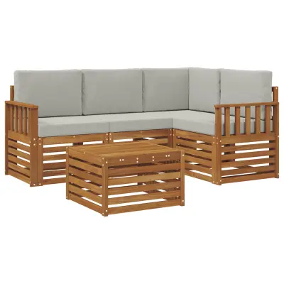 vidaXL Zunanja garnitura za sedenje 5 pcs Naravna in svetlo siva