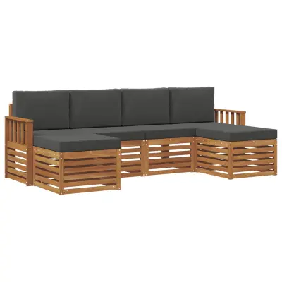 vidaXL Sedežne garniture z blazino 6 pcs Naravna in antracitna