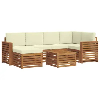 vidaXL Kotna sedežna garnitura z blazino 7 pcs Naravna in smetana