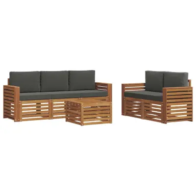vidaXL Sedežne garniture z blazino 6 pcs Naravna in antracitna