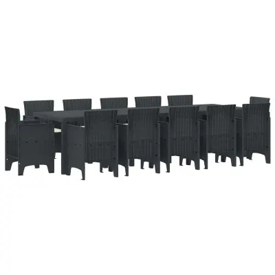 vidaXL Komplet za jedilnico v vrtu 13 pcs Antracit Polyrattan