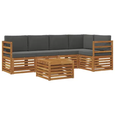 vidaXL Kotna sedežna garnitura z blazino 6 pcs Naravna in antracitna