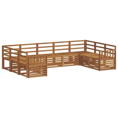 vidaXL Kotna sedežna garnitura 9 pcs Naravna