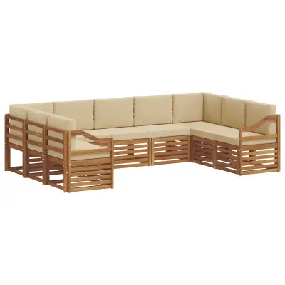 vidaXL Kotna sedežna garnitura z blazino 9 pcs Naravna in bež