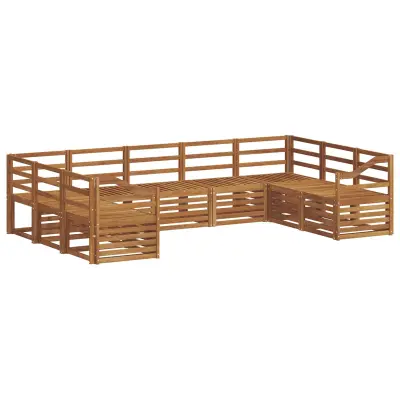 vidaXL Kotna sedežna garnitura 9 pcs Naravna