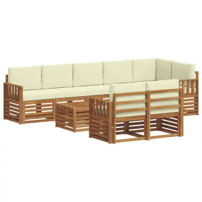 vidaXL Sedežne garniture 9 pcs Naravna in smetana Masiven les akacije