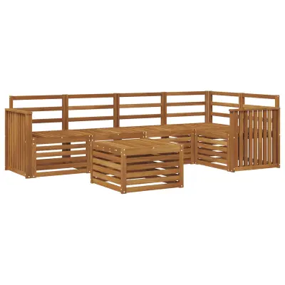 vidaXL Kotna sedežna garnitura 6 pcs Naravna Masiven les akacije