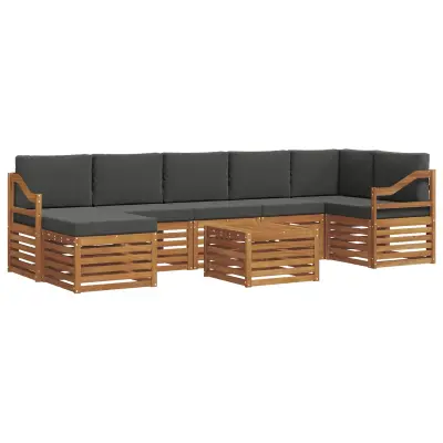 vidaXL Zunanja garnitura za sedenje 8 pcs Naravna in antracitna