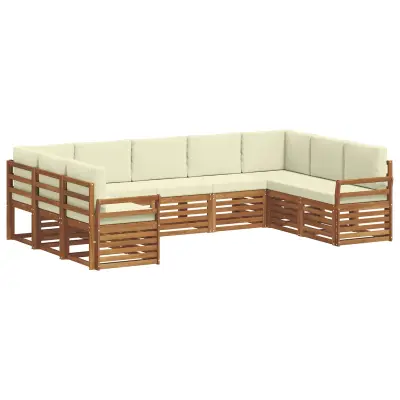 vidaXL Kotna sedežna garnitura z blazino 9 pcs Naravna in smetana
