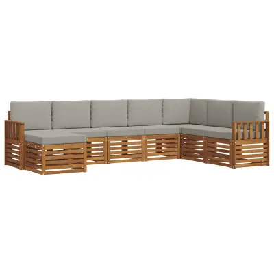 vidaXL Zunanja garnitura za sedenje 8 pcs Naravna in svetlo siva