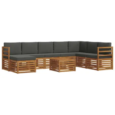 vidaXL Zunanja garnitura za sedenje 9 pcs Naravna in antracitna