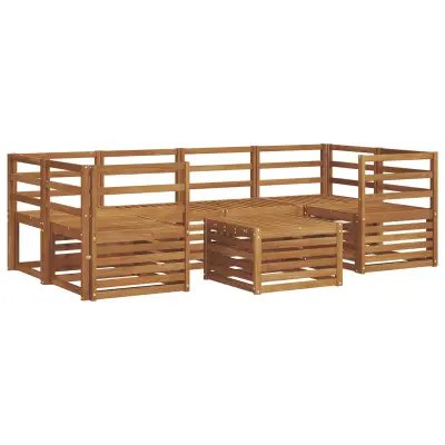 vidaXL Zunanja garnitura za sedenje 7 pcs Naravna Masiven les akacije
