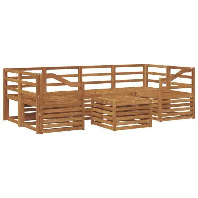 vidaXL Zunanja garnitura za sedenje 7 pcs Naravna Masiven les akacije
