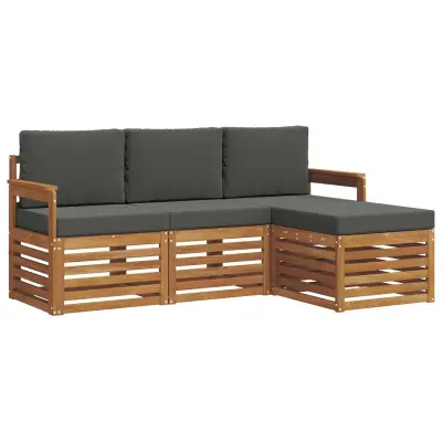 vidaXL Zunanja garnitura za sedenje 4 pcs Naravna in antracitna