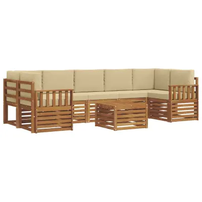 vidaXL Zunanja garnitura za sedenje z blazino 8 pcs Naravna in bež