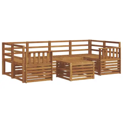 vidaXL Zunanja garnitura za sedenje 7 pcs Naravna Masiven les akacije