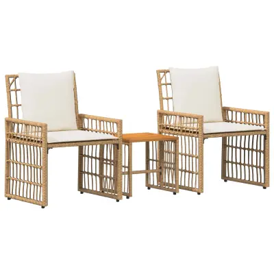 vidaXL Zunanji pohištveni set 3 pcs Naravna in krem bela