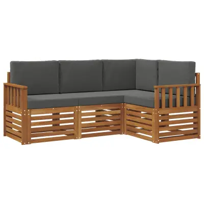 vidaXL Sedežne garniture z blazino 4 pcs Naravna in antracitna