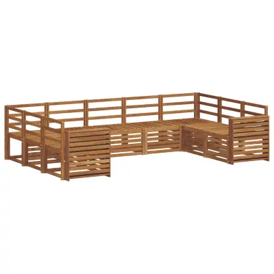 vidaXL Zunanja garnitura za sedenje 9 pcs Naravna Masiven les akacije