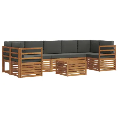 vidaXL Zunanja garnitura za sedenje 8 pcs Naravna in antracitna