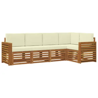 vidaXL Kotna sedežna garnitura z blazino 5 pcs Naravna in smetana