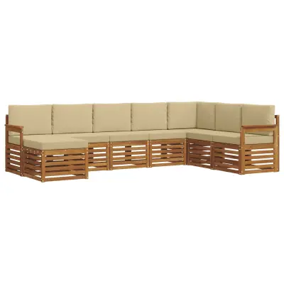vidaXL Zunanja garnitura za sedenje z blazino 8 pcs Naravna in bež