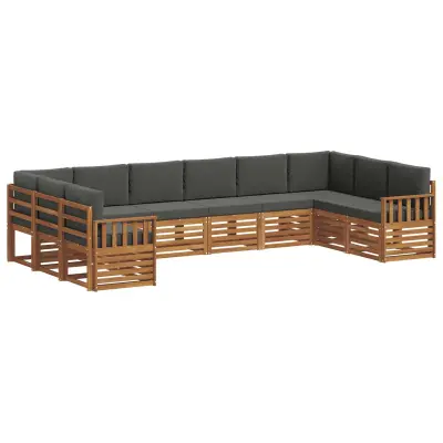vidaXL Kotna sedežna garnitura z blazino 10 pcs Naravna in antracitna