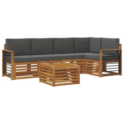 vidaXL Kotna sedežna garnitura z blazino 6 pcs Naravna in antracitna