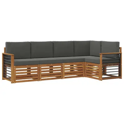 vidaXL Kotna sedežna garnitura z blazino 5 pcs Naravna in antracitna