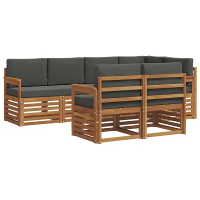 vidaXL Kotna sedežna garnitura z blazino 7 pcs Naravna in antracitna
