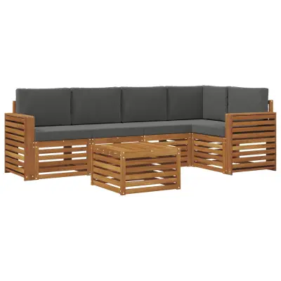 vidaXL Kotna sedežna garnitura z blazino 6 pcs Naravna in antracitna