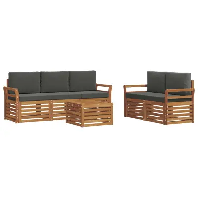 vidaXL Sedežne garniture z blazino 6 pcs Naravna in antracitna