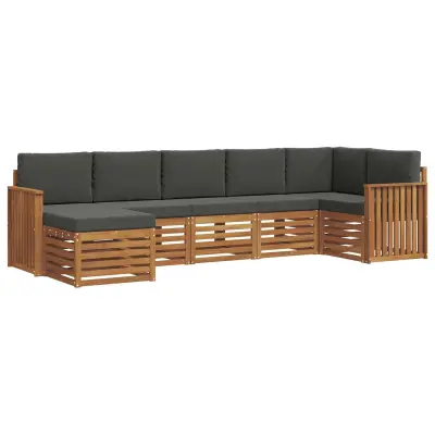 vidaXL Kotna sedežna garnitura z blazino 7 pcs Naravna in antracitna