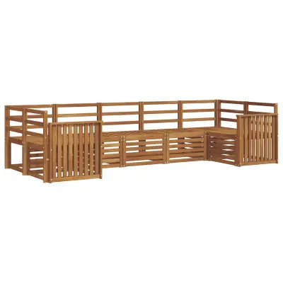 vidaXL Kotna sedežna garnitura 7 pcs Naravna