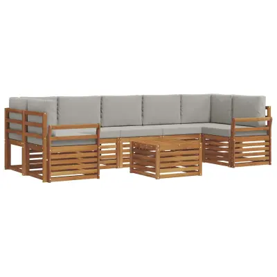 vidaXL Zunanja garnitura za sedenje 8 pcs Naravna in svetlo siva