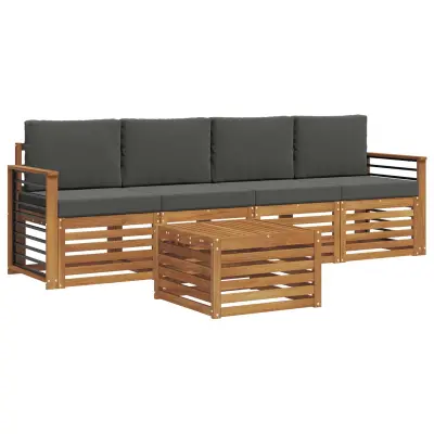 vidaXL Zunanja garnitura za sedenje 5 pcs Naravna in antracitna