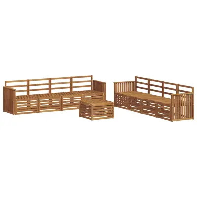 vidaXL Sedežne garniture 9 pcs Naravna Masiven les akacije