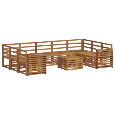 vidaXL Sedežne garniture 10 pcs Naravna Masiven les akacije