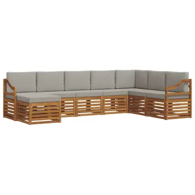 vidaXL Zunanja garnitura za sedenje 8 pcs Naravna in svetlo siva